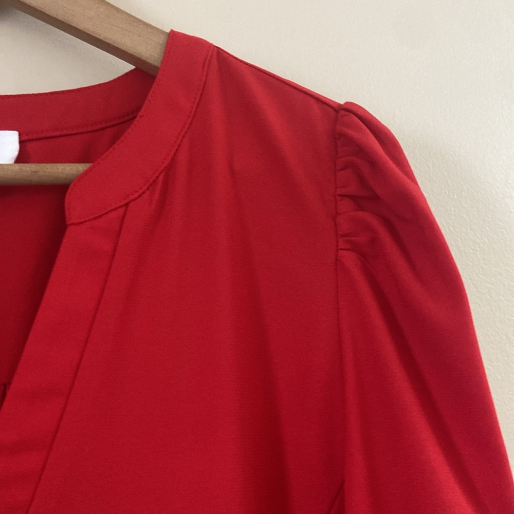 Pomander Place Red Tiered V-Neck Dress - Picture 11 of 12